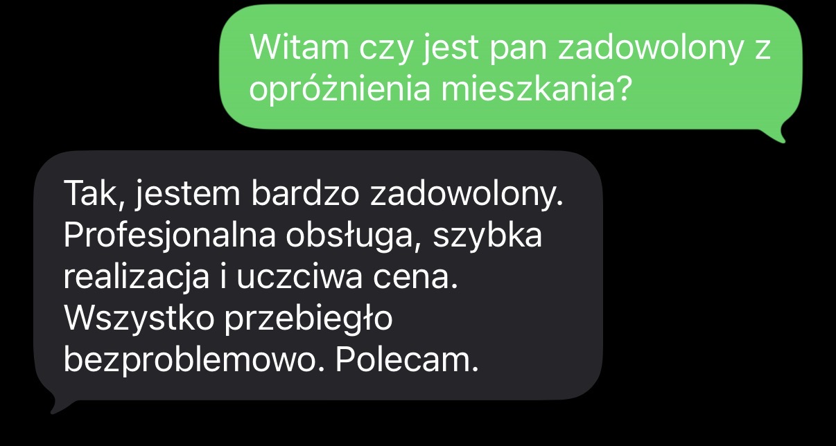Wiadomość klienta: Tak, jestem bardzo zadowolony. Profesjonalna obsługa, szybka realizacja i uczciwa cena. Wszystko przebiegło bezproblemowo. Polecam.